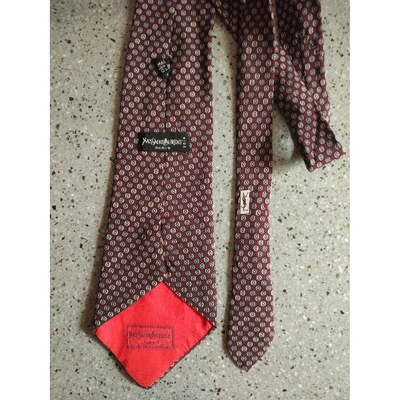 Pre-owned Saint Laurent Silk Tie In Burgundy