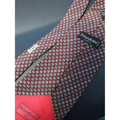 Pre-owned Saint Laurent Silk Tie In Burgundy