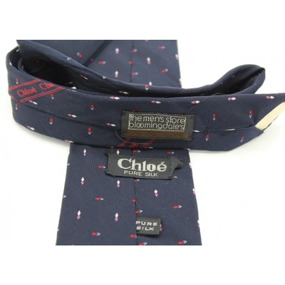 Pre-owned Chloé Silk Tie In Blue