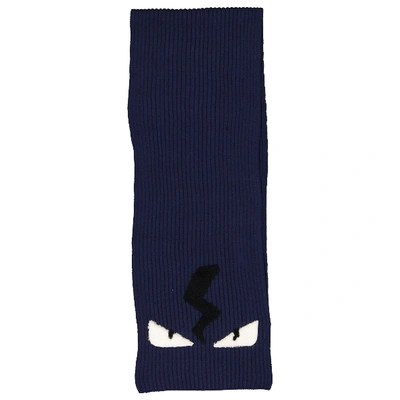 Pre-owned Fendi Wool Scarf & Pocket Square In Navy