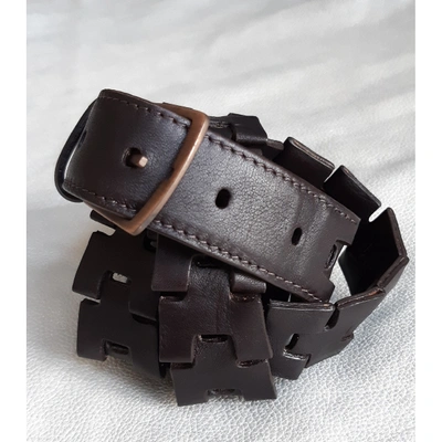 Pre-owned Giorgio Armani Leather Belt In Brown