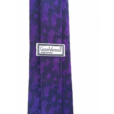 Pre-owned Versace Silk Tie In Purple