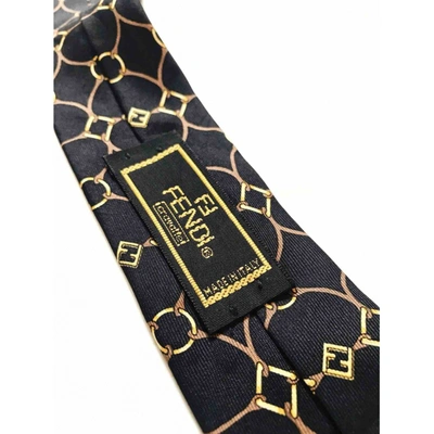 Pre-owned Fendi Silk Tie In Black