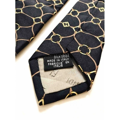 Pre-owned Fendi Silk Tie In Black