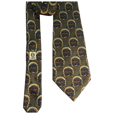 Pre-owned Loewe Silk Tie In Khaki