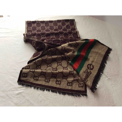 Pre-owned Gucci Cashmere Scarf & Pocket Square In Brown