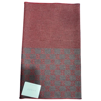 Pre-owned Gucci Burgundy Wool Scarf & Pocket Squares