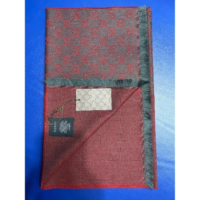 Pre-owned Gucci Burgundy Wool Scarf & Pocket Squares