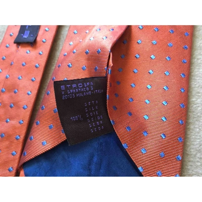 Pre-owned Etro Orange Silk Ties