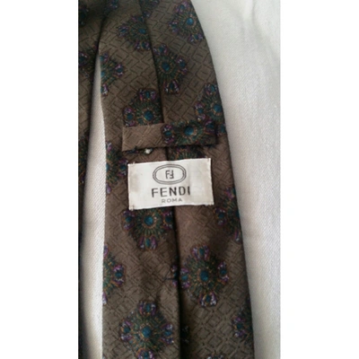 Pre-owned Fendi Silk Tie In Brown