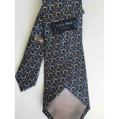 Pre-owned Celine Silk Tie In Blue