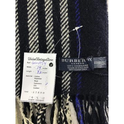 Pre-owned Burberry Cashmere Scarf & Pocket Square In Navy