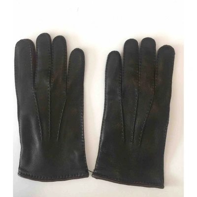 Pre-owned Larusmiani Black Leather Gloves