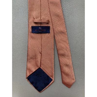 Pre-owned Etro Silk Tie In Orange