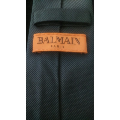Pre-owned Balmain Silk Tie In Anthracite