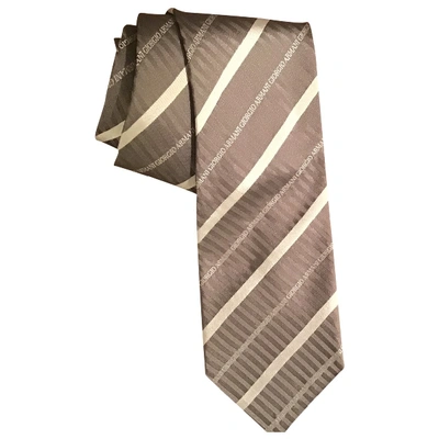 Pre-owned Giorgio Armani Silk Tie In Grey