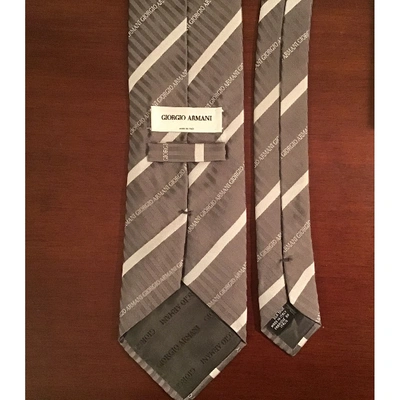 Pre-owned Giorgio Armani Silk Tie In Grey