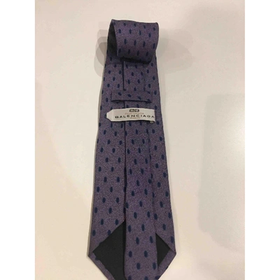 Pre-owned Balenciaga Silk Tie In Purple