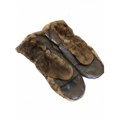 Pre-owned Louis Vuitton Brown Astrakhan Gloves