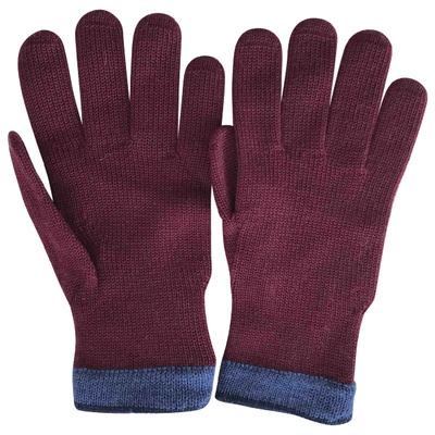 Pre-owned Kenzo Wool Gloves In Burgundy