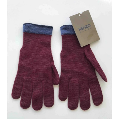 Pre-owned Kenzo Wool Gloves In Burgundy