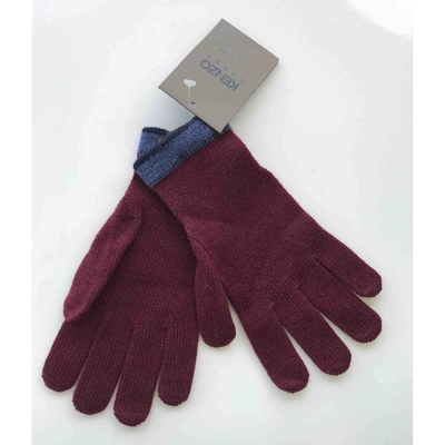 Pre-owned Kenzo Wool Gloves In Burgundy