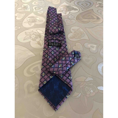 Pre-owned Gucci Silk Tie In Purple