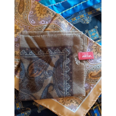 Pre-owned Altea Wool Scarf & Pocket Square In Brown