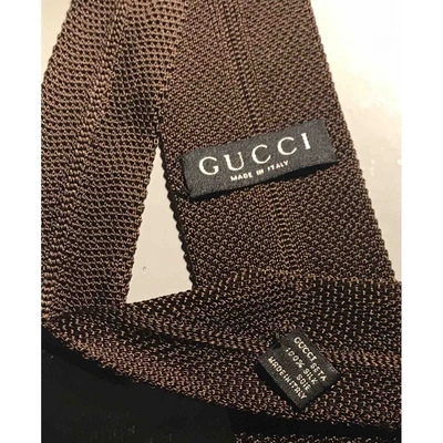 Pre-owned Gucci Silk Tie In Brown