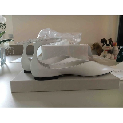 Pre-owned Jimmy Choo White Leather Ballet Flats