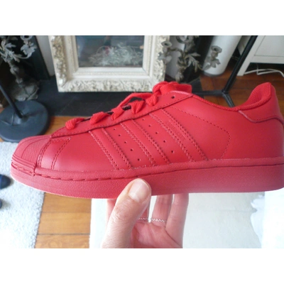 Pre-owned Adidas X Pharrell Williams Leather Trainers In Red