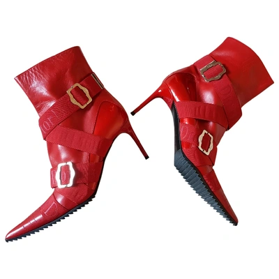 støj civile Skyldig Pre-owned Dior Red Leather Ankle Boots | ModeSens