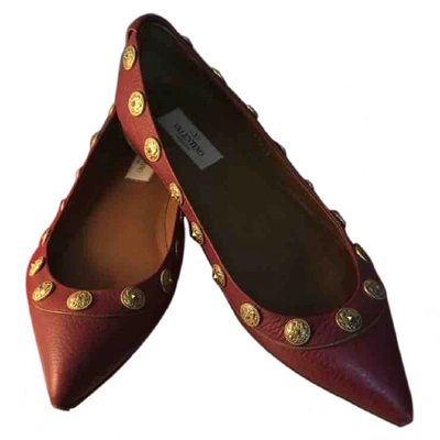 Pre-owned Valentino Garavani Red Leather Ballet Flats