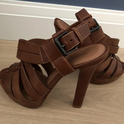 Pre-owned Bottega Veneta Leather Sandals In Brown