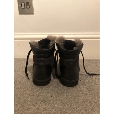Pre-owned Moncler Brown Suede Trainers