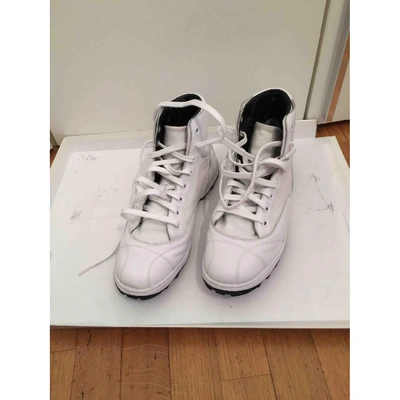 Pre-owned Yohji Yamamoto Leather Trainers In White