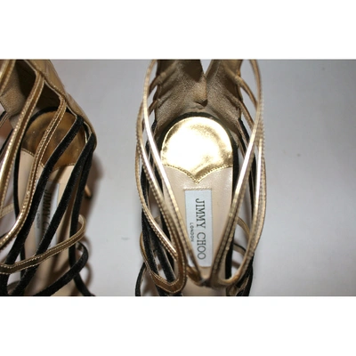 Pre-owned Jimmy Choo Velvet Sandals In Gold