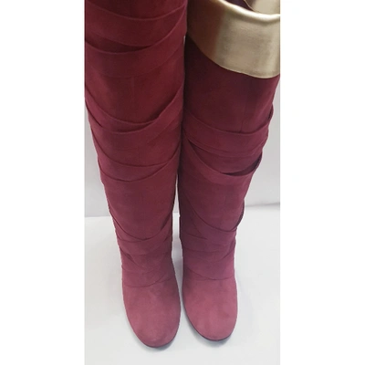 Pre-owned Marc Jacobs Burgundy Suede Boots