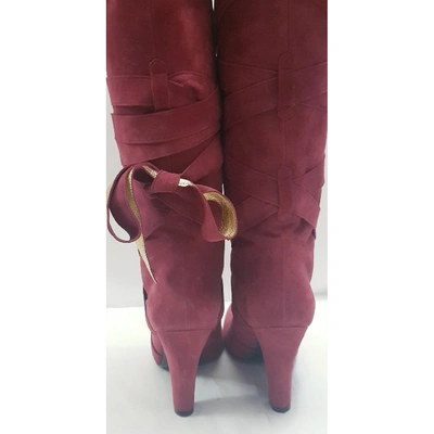 Pre-owned Marc Jacobs Burgundy Suede Boots