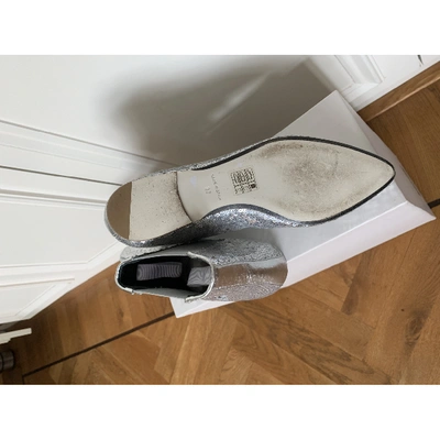 Pre-owned Loewe Glitter Ankle Boots In Silver