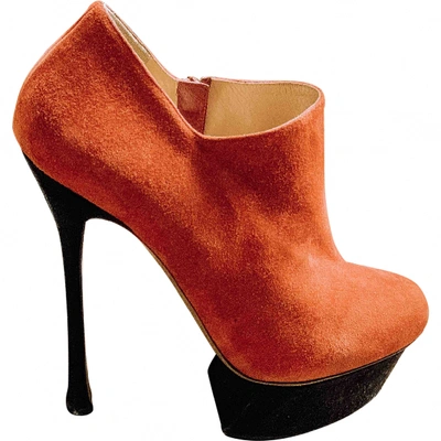 Pre-owned Nicholas Kirkwood Orange Suede Heels