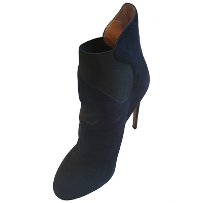 Pre-owned Alaïa Navy Suede Ankle Boots
