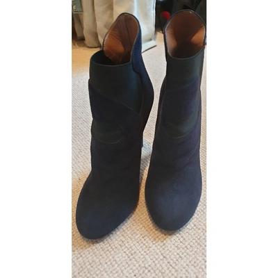 Pre-owned Alaïa Navy Suede Ankle Boots