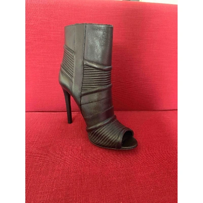 Pre-owned Pierre Balmain Leather Open Toe Boots In Black