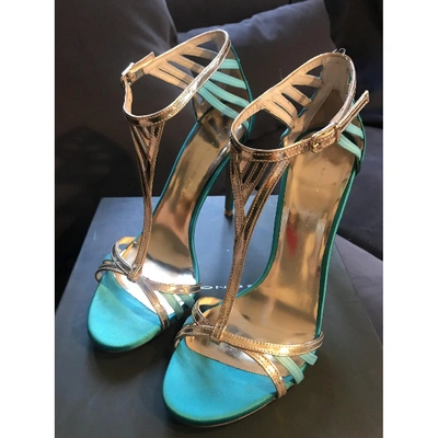 Pre-owned Luis Onofre Leather Sandals In Turquoise
