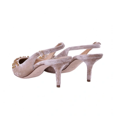 Pre-owned Dolce & Gabbana Velvet Heels In Beige