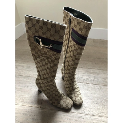 Pre-owned Gucci Beige Cloth Boots