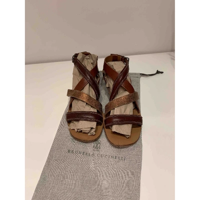 Pre-owned Brunello Cucinelli Leather Sandal In Brown