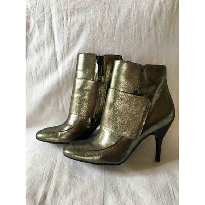 Pre-owned Lanvin Leather Ankle Boots In Silver