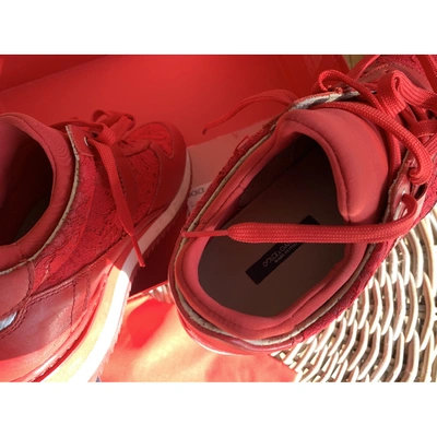 Pre-owned Dolce & Gabbana Red Leather Trainers